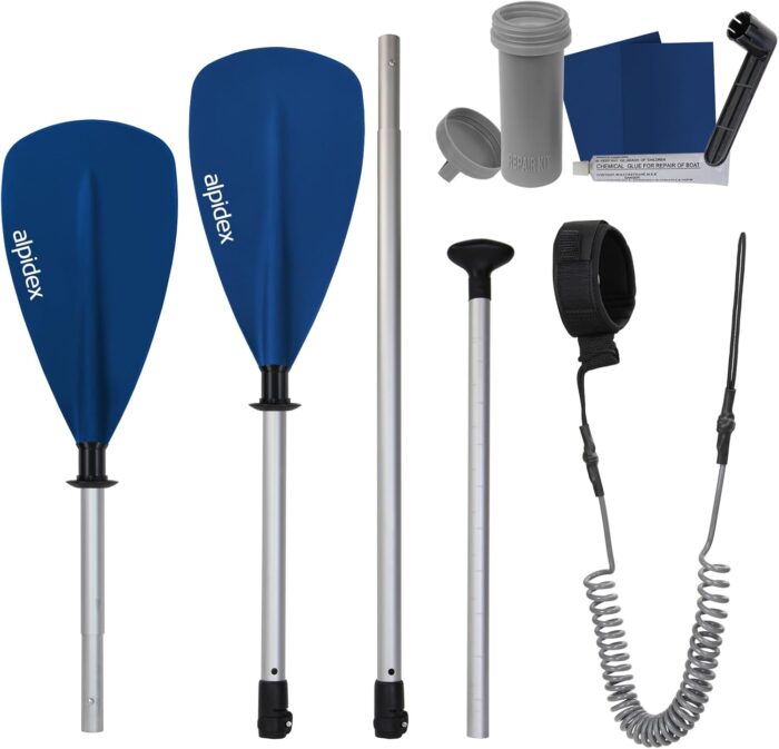 ALPIDEX Stand Up Paddle Set SUP 305 x 76 x 15 cm Belastbar bis 150 kg Aufblasbar Stabil Leicht Komplett Set Tragetasche Paddel Finnen Luftpumpe Leash Repair Kit