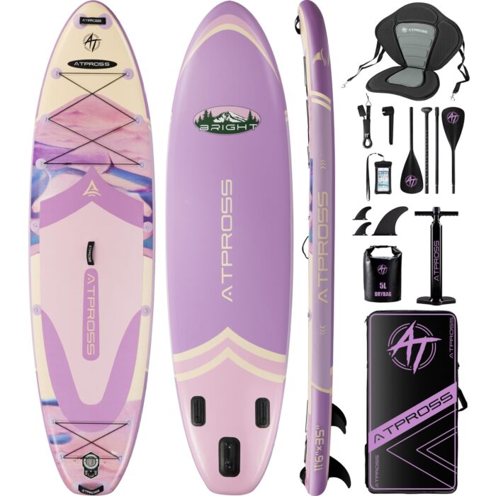 11'6"x35"Inflatable Paddle Board, (SUP) für Erwachsene mit 450 lbs Tragfähigkeit extra breiter Rutschfester und Stabiler Plattform,Kajak Sitz Premium Accessoires Rucksack,geeignet für Yoga