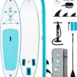 FunWater 320CM Aufblasbares Stand Up Paddle Board, Ultra-Leicht – SUP-Zubehör: Verstellbares Paddel, Pumpe, Rucksack, Leash, Finnen – Für alle Könnerstufen