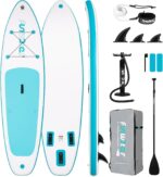 FunWater 320CM Aufblasbares Stand Up Paddle Board, Ultra-Leicht – SUP-Zubehör: Verstellbares Paddel, Pumpe, Rucksack, Leash, Finnen – Für alle Könnerstufen