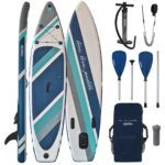 ALPIDEX Stand Up Paddle Set SUP 320 x 76 x 15 cm max. belastbar bis 200 kg Aufblasbar Stabil Leicht Komplett Set Tragetasche Paddel Finnen Luftpumpe Leash Repair Kit