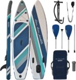 ALPIDEX Stand Up Paddle Set SUP 320 x 76 x 15 cm max. belastbar bis 200 kg Aufblasbar Stabil Leicht Komplett Set Tragetasche Paddel Finnen Luftpumpe Leash Repair Kit