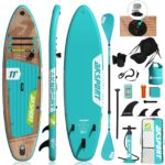 AKSPORT Aufblasbares Stand Up Paddle Board, Aufblasbare SUP Board mit allem Zubehör, breites stabiles Design, rutschfestes Deck, Paddling Board für Jugendliche und Erwachsene