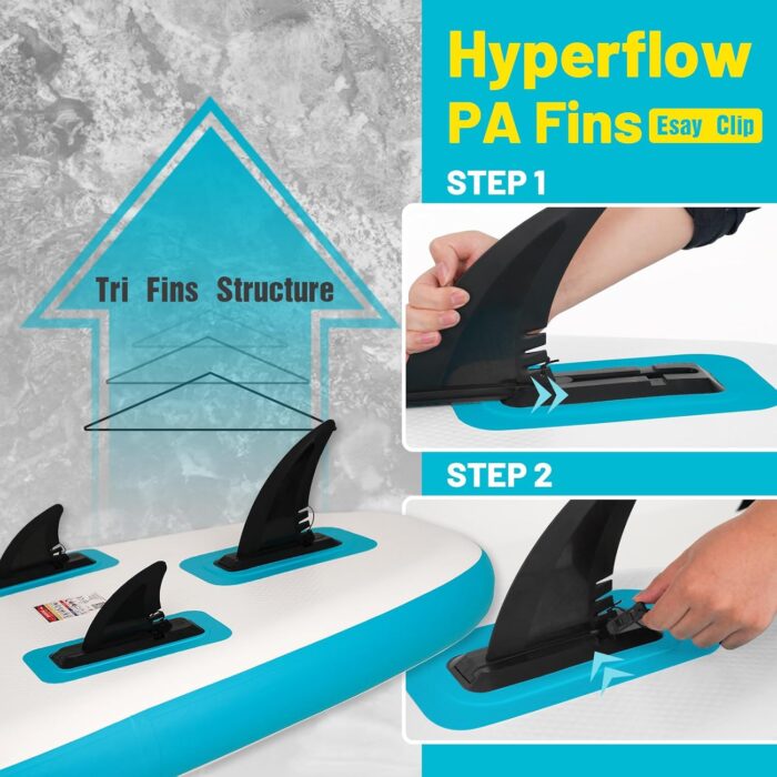 FunWater 320CM Aufblasbares Stand Up Paddle Board, Ultra-Leicht – SUP-Zubehör: Verstellbares Paddel, Pumpe, Rucksack, Leash, Finnen – Für alle Könnerstufen