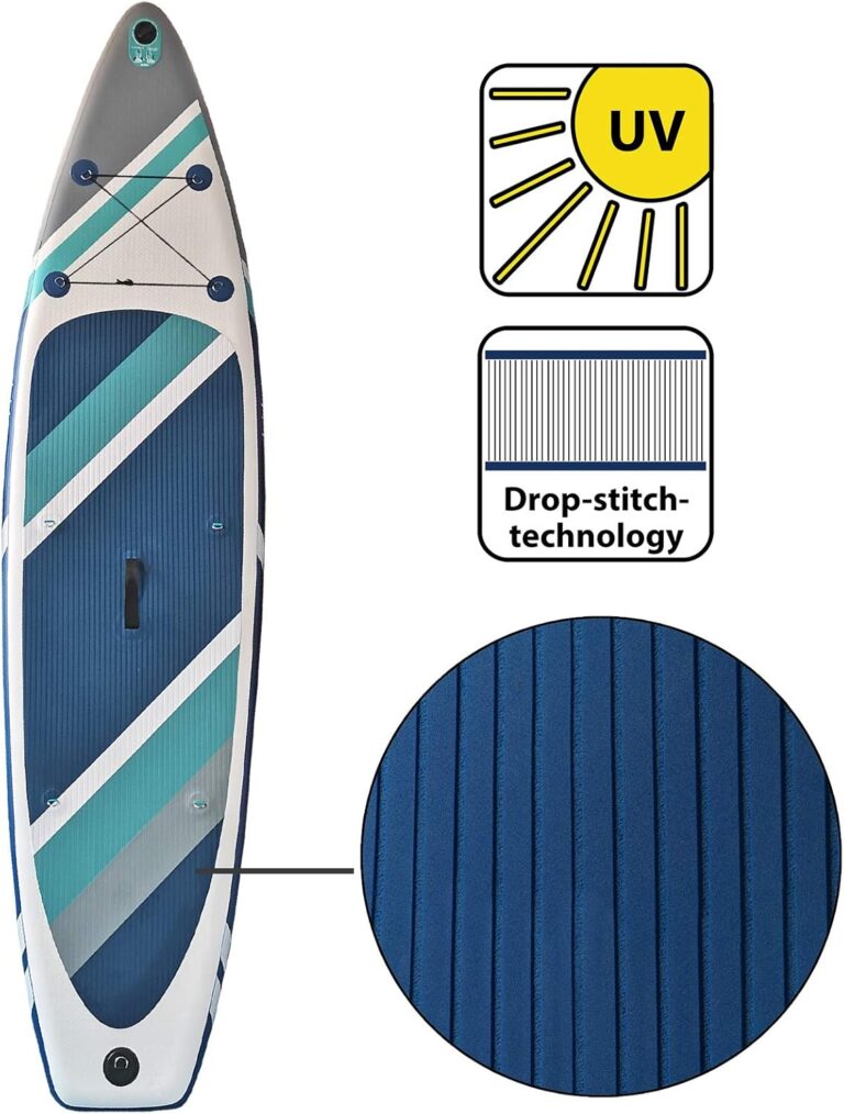 ALPIDEX Stand Up Paddle Set SUP 320 x 76 x 15 cm max. belastbar bis 200 kg Aufblasbar Stabil Leicht Komplett Set Tragetasche Paddel Finnen Luftpumpe Leash Repair Kit