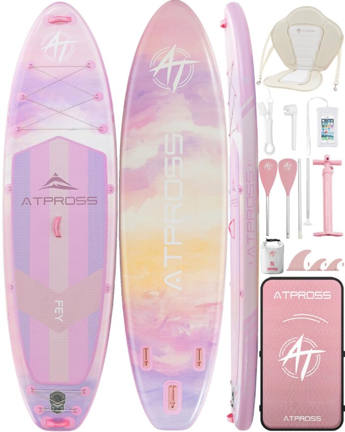 11'6"x35"Inflatable Paddle Board, (SUP) für Erwachsene mit 450 lbs Tragfähigkeit extra breiter Rutschfester und Stabiler Plattform,Kajak Sitz Premium Accessoires Rucksack,geeignet für Yoga