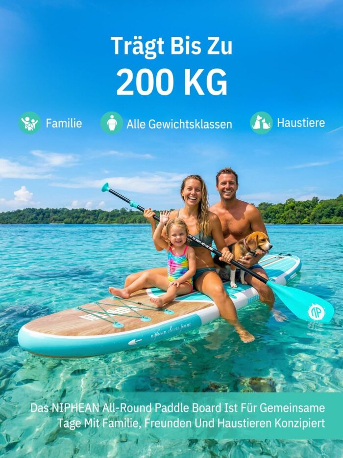 Niphean Stand up Paddling Board mit Sitz und Allem Zubehör, 320cm Paddleboard für Aller Fähigkeitsniveaus, SUP Board 200kg Tragkraft für 2 Personen, Standup Paddle Board for Adults