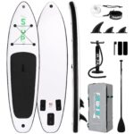 FunWater 320CM Aufblasbares Stand Up Paddle Board, Ultra-Leicht – SUP-Zubehör: Verstellbares Paddel, Pumpe, Rucksack, Leash, Finnen – Für alle Könnerstufen