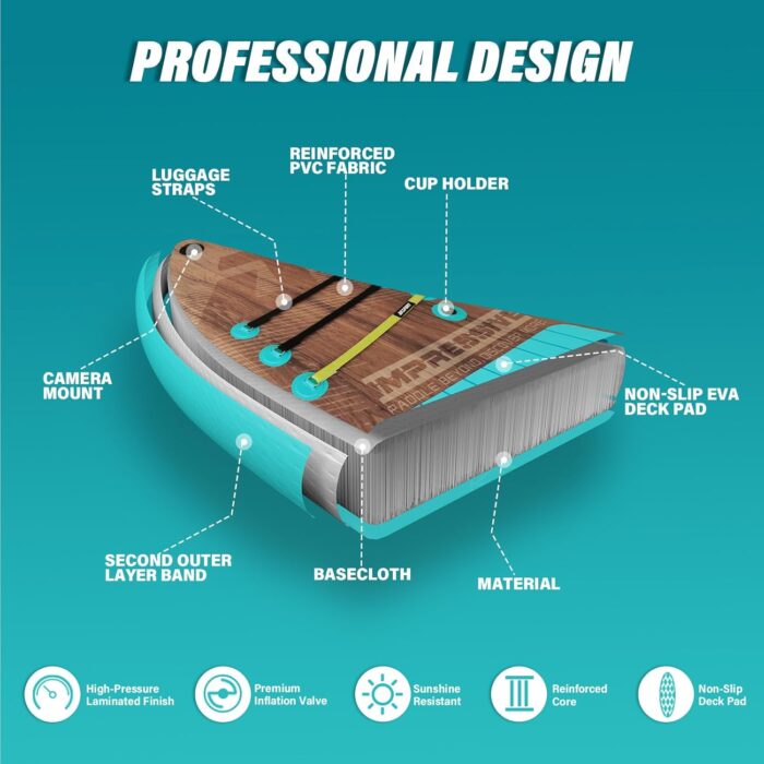 AKSPORT Aufblasbares Stand Up Paddle Board, Aufblasbare SUP Board mit allem Zubehör, breites stabiles Design, rutschfestes Deck, Paddling Board für Jugendliche und Erwachsene