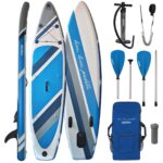 ALPIDEX Stand Up Paddle Set SUP 320 x 76 x 15 cm max. belastbar bis 200 kg Aufblasbar Stabil Leicht Komplett Set Tragetasche Paddel Finnen Luftpumpe Leash Repair Kit