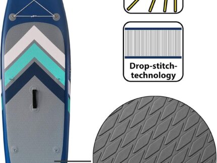 ALPIDEX Stand Up Paddle Set SUP 305 x 76 x 15 cm Belastbar bis 150 kg Aufblasbar Stabil Leicht Komplett Set Tragetasche Paddel Finnen Luftpumpe Leash Repair Kit