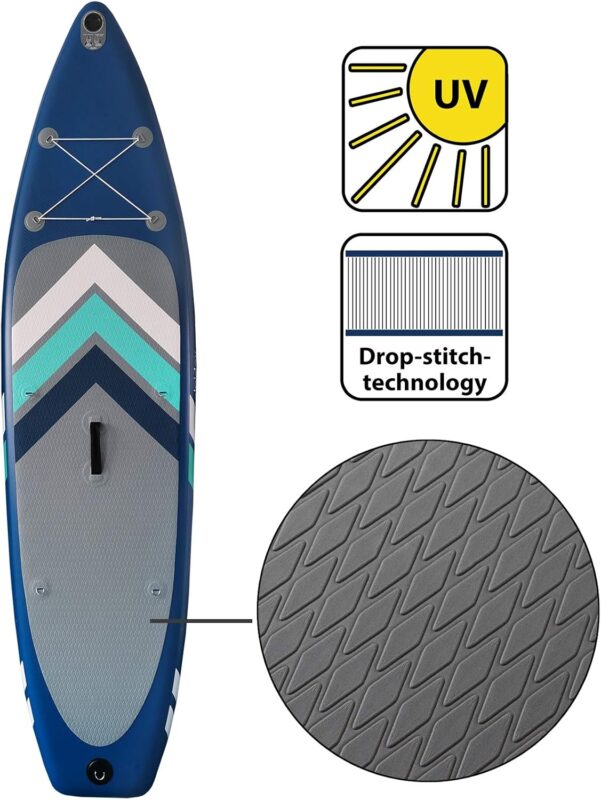 ALPIDEX Stand Up Paddle Set SUP 305 x 76 x 15 cm Belastbar bis 150 kg Aufblasbar Stabil Leicht Komplett Set Tragetasche Paddel Finnen Luftpumpe Leash Repair Kit