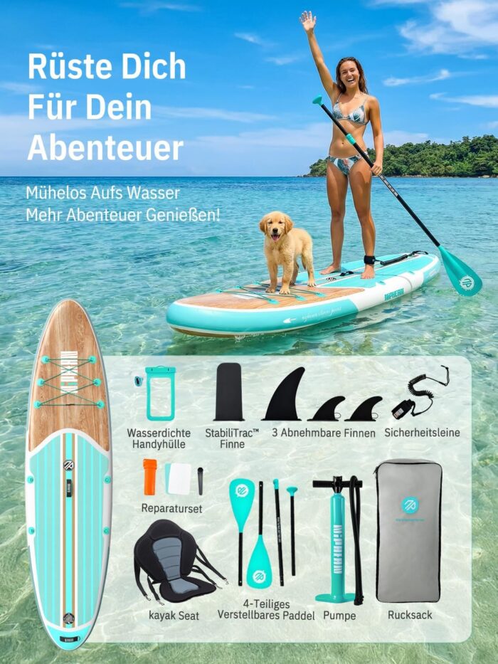 Niphean Stand up Paddling Board mit Sitz und Allem Zubehör, 320cm Paddleboard für Aller Fähigkeitsniveaus, SUP Board 200kg Tragkraft für 2 Personen, Standup Paddle Board for Adults