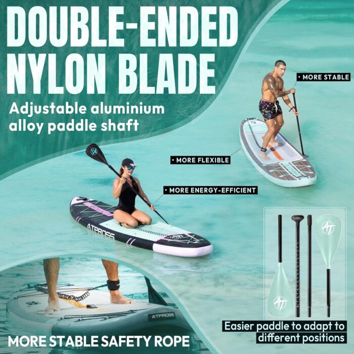 11'6"x35"Inflatable Paddle Board, (SUP) für Erwachsene mit 450 lbs Tragfähigkeit extra breiter Rutschfester und Stabiler Plattform,Kajak Sitz Premium Accessoires Rucksack,geeignet für Yoga