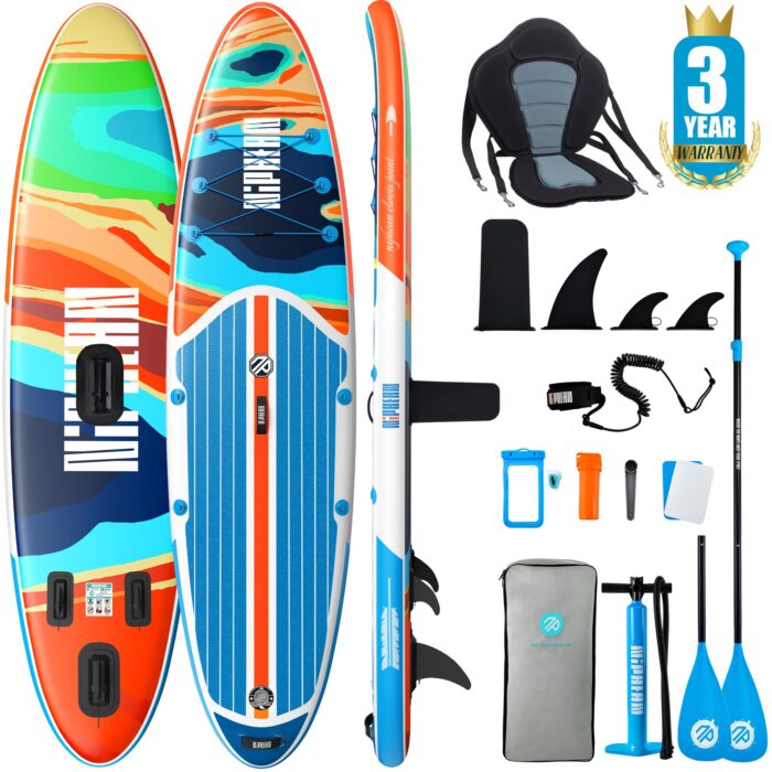Niphean Stand up Paddling Board mit Sitz und Allem Zubehör, 320cm Paddleboard für Aller Fähigkeitsniveaus, SUP Board 200kg Tragkraft für 2 Personen, Standup Paddle Board for Adults