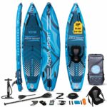 Aqua Spirit Sup Board mit Sitz | Kajak Aufblasbar Barracuda Stand Up Paddling Board 320x81x15cm Für Standup Paddle Board bis 150KG mit Sup Sitz, Doppelpaddel, Pumpe, Tasche & Zubehör Sup Set