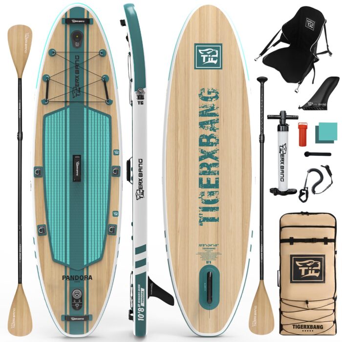 TIGERXBANG SUP-Board, Stand-Up-Paddling-Board | 10'8" 330 x 86 x 15 cm | mit Premium-Komplett-Aufblas-SUP-Zubehör, extra breite Paddleboards für Erwachsene und Kinder-Pandora-Kollektion
