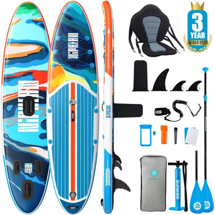 Niphean Stand up Paddling Board mit Sitz und Allem Zubehör, 320cm Paddleboard für Aller Fähigkeitsniveaus, SUP Board 200kg Tragkraft für 2 Personen, Standup Paddle Board for Adults