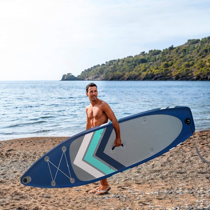 ALPIDEX Stand Up Paddle Set SUP 305 x 76 x 15 cm Belastbar bis 150 kg Aufblasbar Stabil Leicht Komplett Set Tragetasche Paddel Finnen Luftpumpe Leash Repair Kit