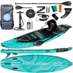 Aqua Spirit Sup Board mit Sitz | Kajak Aufblasbar Barracuda Stand Up Paddling Board 320x81x15cm Für Standup Paddle Board bis 150KG mit Sup Sitz, Doppelpaddel, Pumpe, Tasche & Zubehör Sup Set