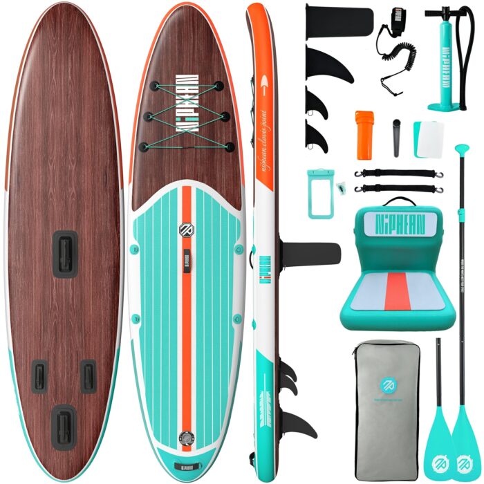Niphean Stand up Paddling Board mit Sitz und Allem Zubehör, 320cm Paddleboard für Aller Fähigkeitsniveaus, SUP Board 200kg Tragkraft für 2 Personen, Standup Paddle Board for Adults