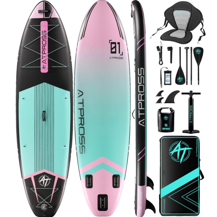 11'6"x35"Inflatable Paddle Board, (SUP) für Erwachsene mit 450 lbs Tragfähigkeit extra breiter Rutschfester und Stabiler Plattform,Kajak Sitz Premium Accessoires Rucksack,geeignet für Yoga