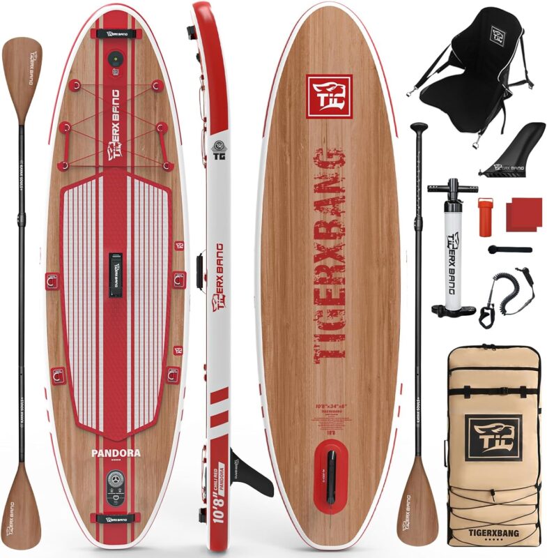 TIGERXBANG SUP-Board, Stand-Up-Paddling-Board | 10'8" 330 x 86 x 15 cm | mit Premium-Komplett-Aufblas-SUP-Zubehör, extra breite Paddleboards für Erwachsene und Kinder-Pandora-Kollektion
