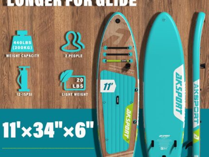 AKSPORT Aufblasbares Stand Up Paddle Board, Aufblasbare SUP Board mit allem Zubehör, breites stabiles Design, rutschfestes Deck, Paddling Board für Jugendliche und Erwachsene