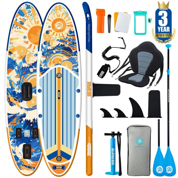 Niphean Stand up Paddling Board mit Sitz und Allem Zubehör, 320cm Paddleboard für Aller Fähigkeitsniveaus, SUP Board 200kg Tragkraft für 2 Personen, Standup Paddle Board for Adults