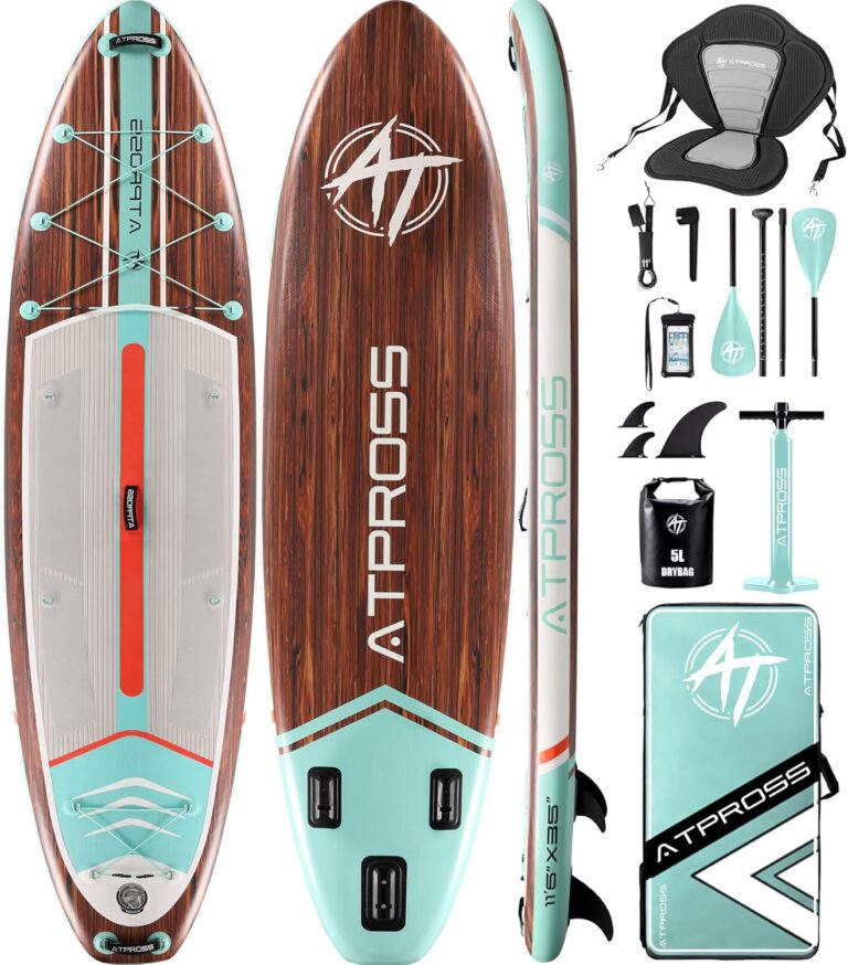 11'6"x35"Inflatable Paddle Board, (SUP) für Erwachsene mit 450 lbs Tragfähigkeit extra breiter Rutschfester und Stabiler Plattform,Kajak Sitz Premium Accessoires Rucksack,geeignet für Yoga