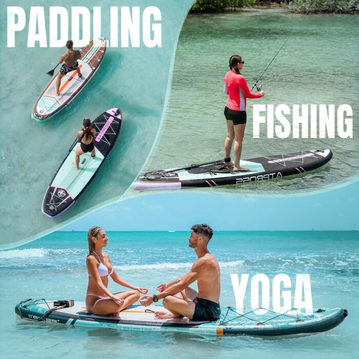 11'6"x35"Inflatable Paddle Board, (SUP) für Erwachsene mit 450 lbs Tragfähigkeit extra breiter Rutschfester und Stabiler Plattform,Kajak Sitz Premium Accessoires Rucksack,geeignet für Yoga