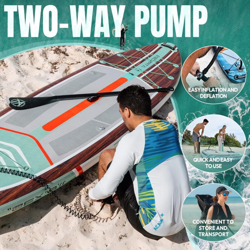 11'6"x35"Inflatable Paddle Board, (SUP) für Erwachsene mit 450 lbs Tragfähigkeit extra breiter Rutschfester und Stabiler Plattform,Kajak Sitz Premium Accessoires Rucksack,geeignet für Yoga