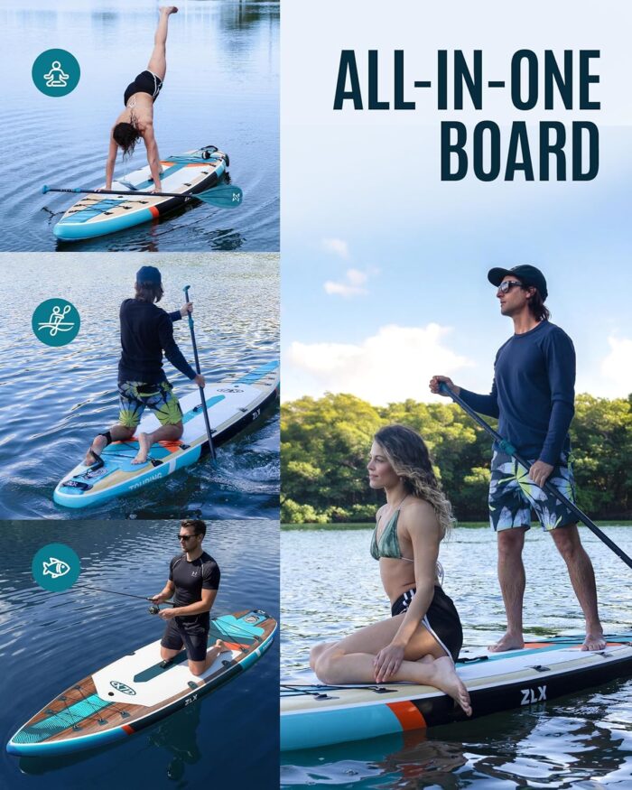 ZLX Stand Up Paddling Board 350x83cm,SUP Board Set,Touren Stand Up Paddle,Einzigartige Mittelfinne,Rutschfester Deckpad,Standup Paddle Board 200kg Tragkraft,für Erwachsene,Anfänger,alle Könnensstufen