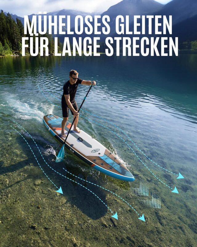 ZLX Stand Up Paddling Board 350x83cm,SUP Board Set,Touren Stand Up Paddle,Einzigartige Mittelfinne,Rutschfester Deckpad,Standup Paddle Board 200kg Tragkraft,für Erwachsene,Anfänger,alle Könnensstufen